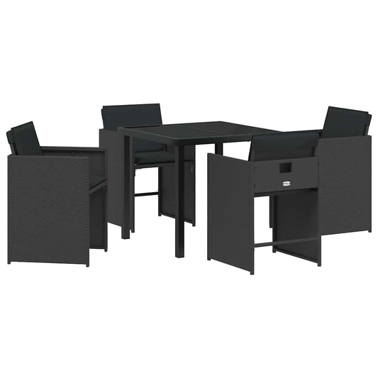 Garten Essgruppe 5 pcs Schwarz Poly-Rattan