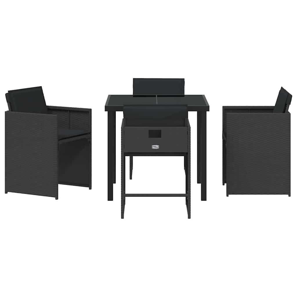 Garten Essgruppe 5 pcs Schwarz Poly-Rattan