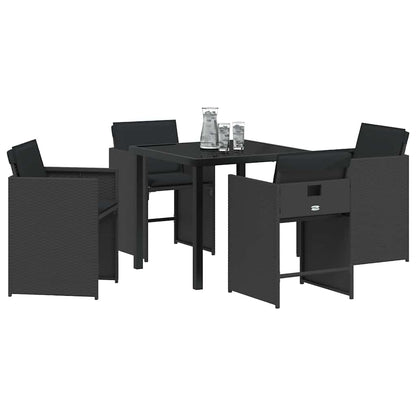 Garten Essgruppe 5 pcs Schwarz Poly-Rattan