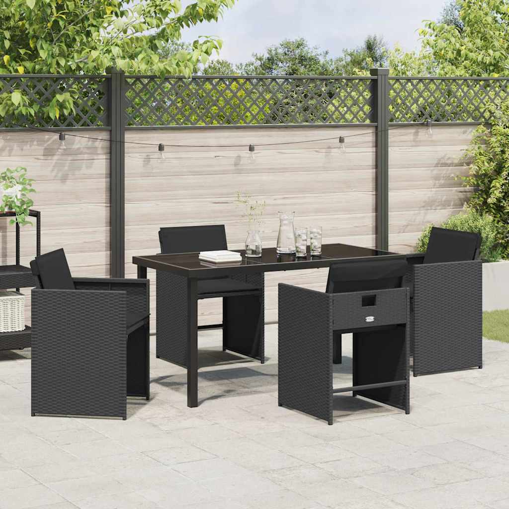 Garten Essgruppe 5 pcs Schwarz Poly-Rattan