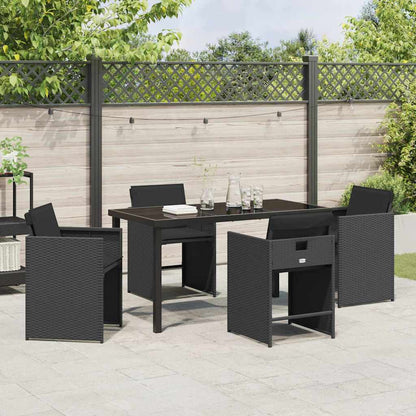Garten Essgruppe 5 pcs Schwarz Poly-Rattan