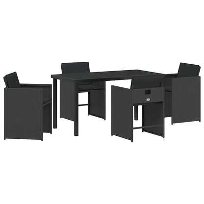Garten Essgruppe 5 pcs Schwarz Poly-Rattan
