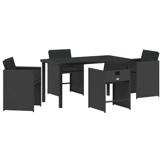 Garten Essgruppe 5 pcs Schwarz Poly-Rattan