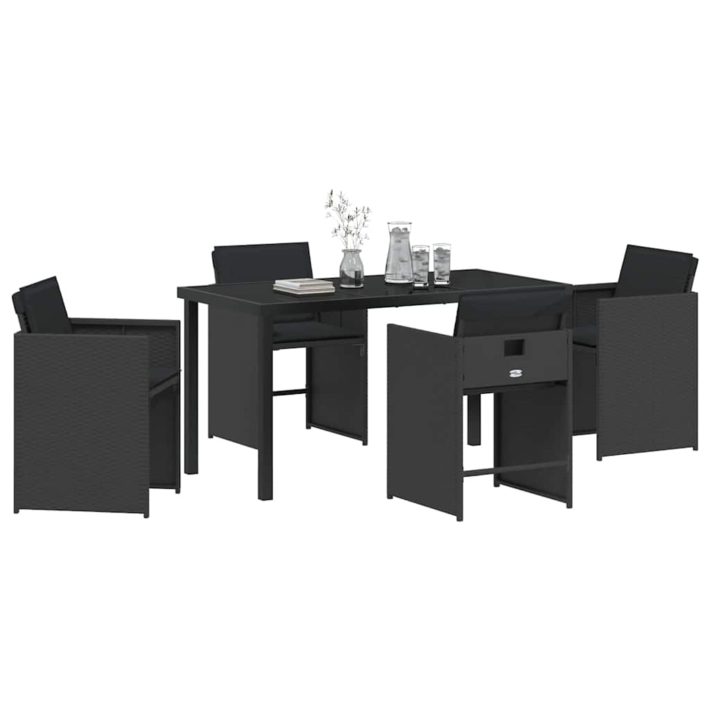 Garten Essgruppe 5 pcs Schwarz Poly-Rattan