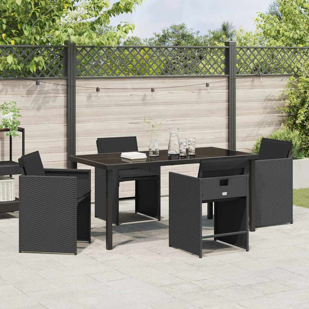 Garten Essgruppe 5 pcs Schwarz Poly-Rattan