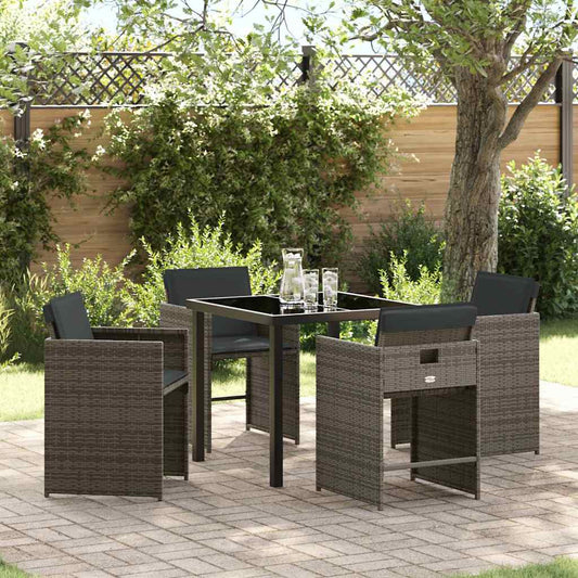 Garten Essgruppe 5 pcs Grau Poly-Rattan