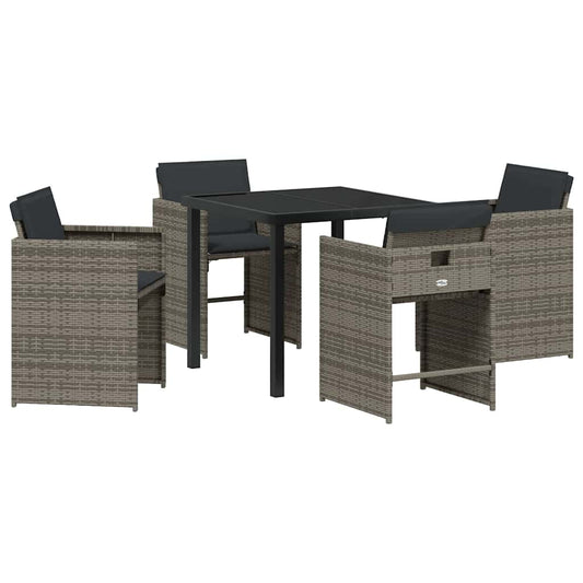 Garten Essgruppe 5 pcs Grau Poly-Rattan