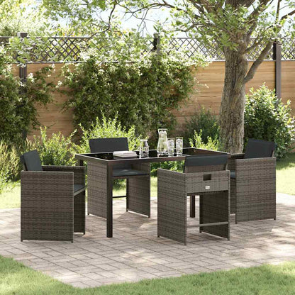 Garten Essgruppe 5 pcs Grau Poly-Rattan