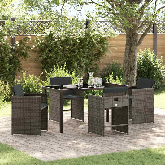 Garten Essgruppe 5 pcs Grau Poly-Rattan