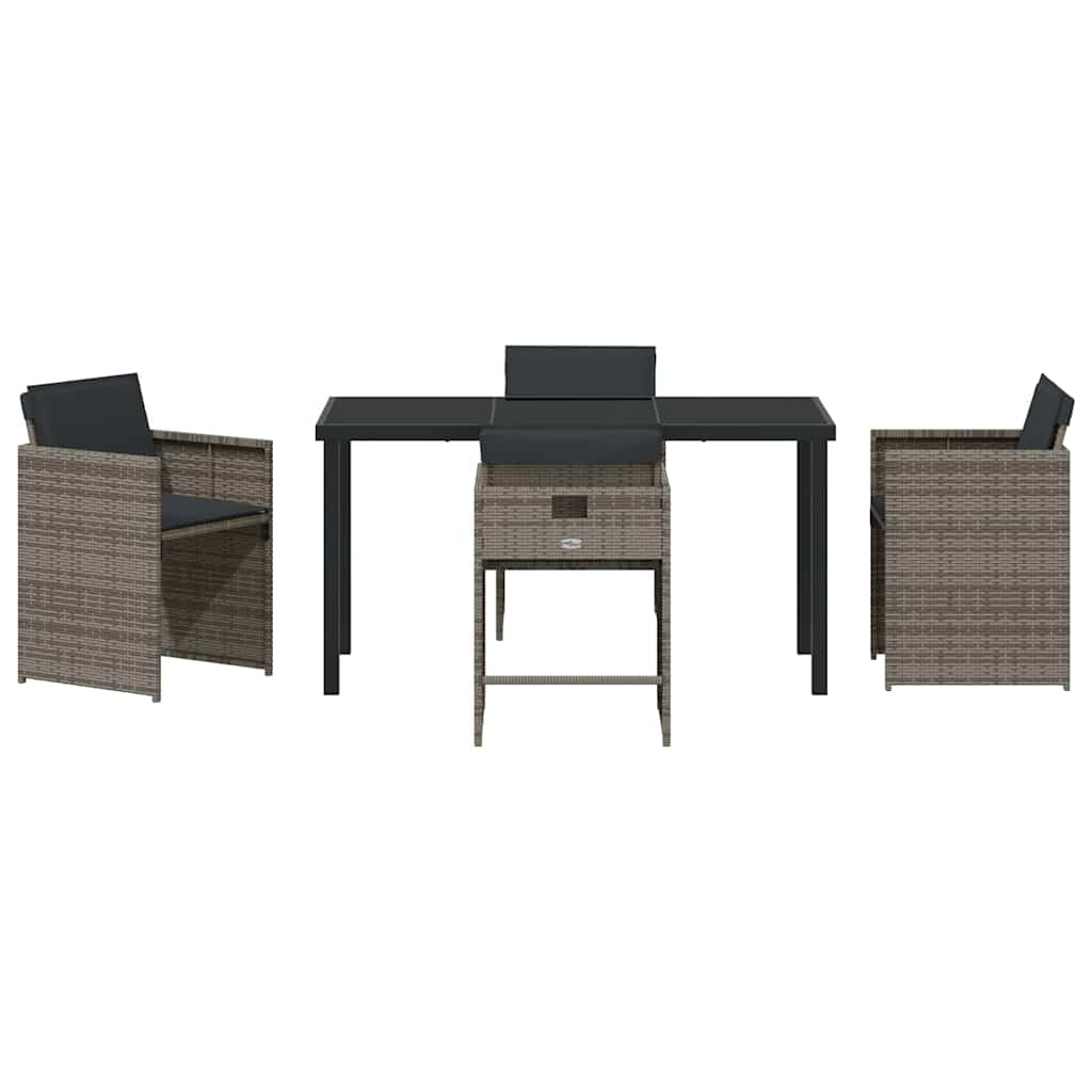 Garten Essgruppe 5 pcs Grau Poly-Rattan