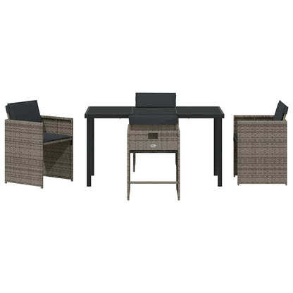 Garten Essgruppe 5 pcs Grau Poly-Rattan