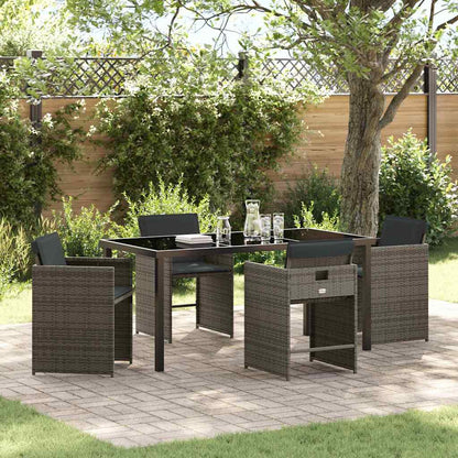 Garten Essgruppe 5 pcs Grau Poly-Rattan