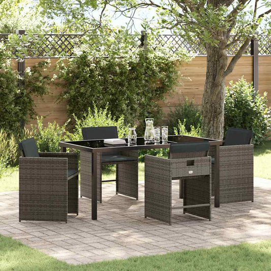 Garten Essgruppe 5 pcs Grau Poly-Rattan