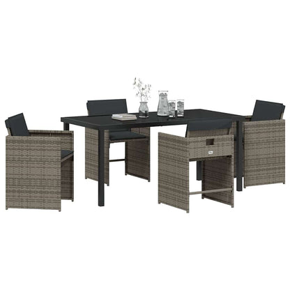 Garten Essgruppe 5 pcs Grau Poly-Rattan