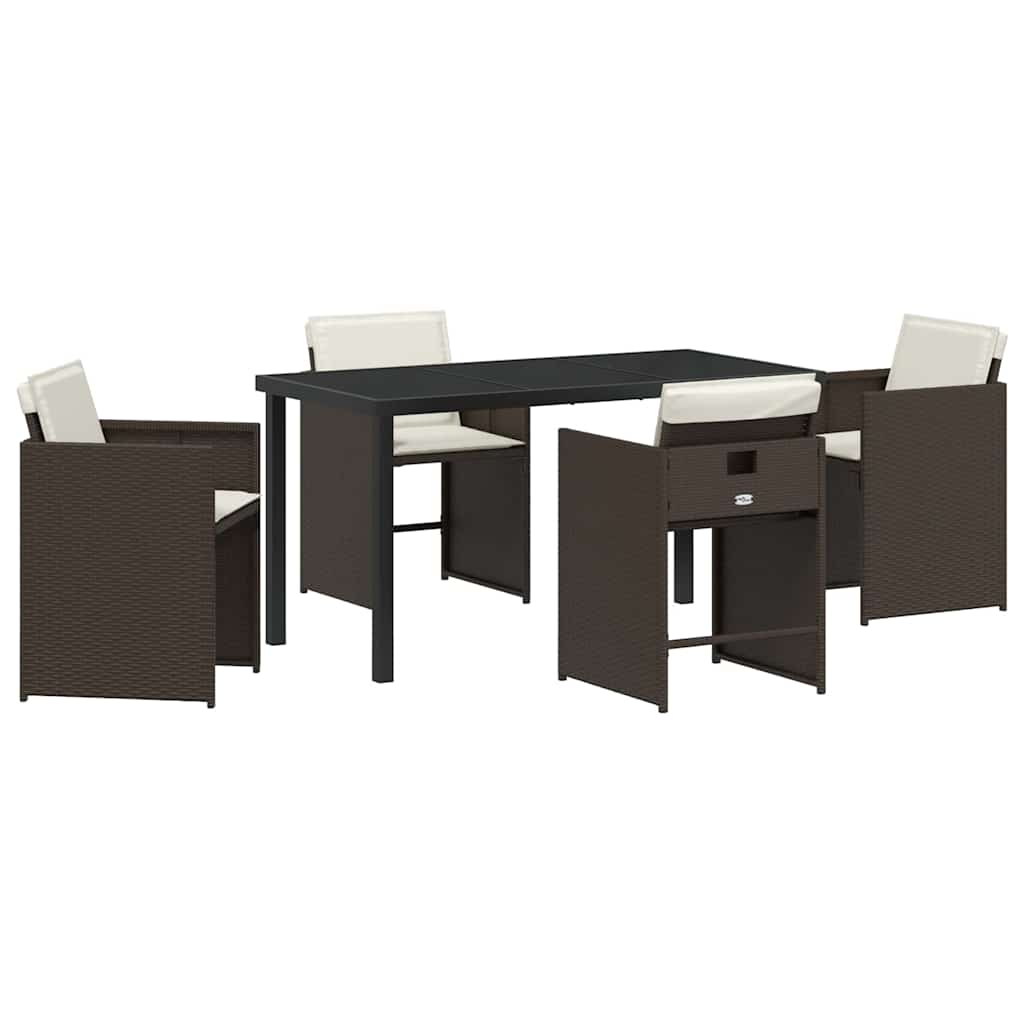 Garten Essgruppe 5 pcs Braun Poly-Rattan