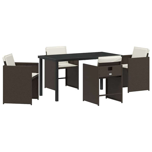 Garten Essgruppe 5 pcs Braun Poly-Rattan