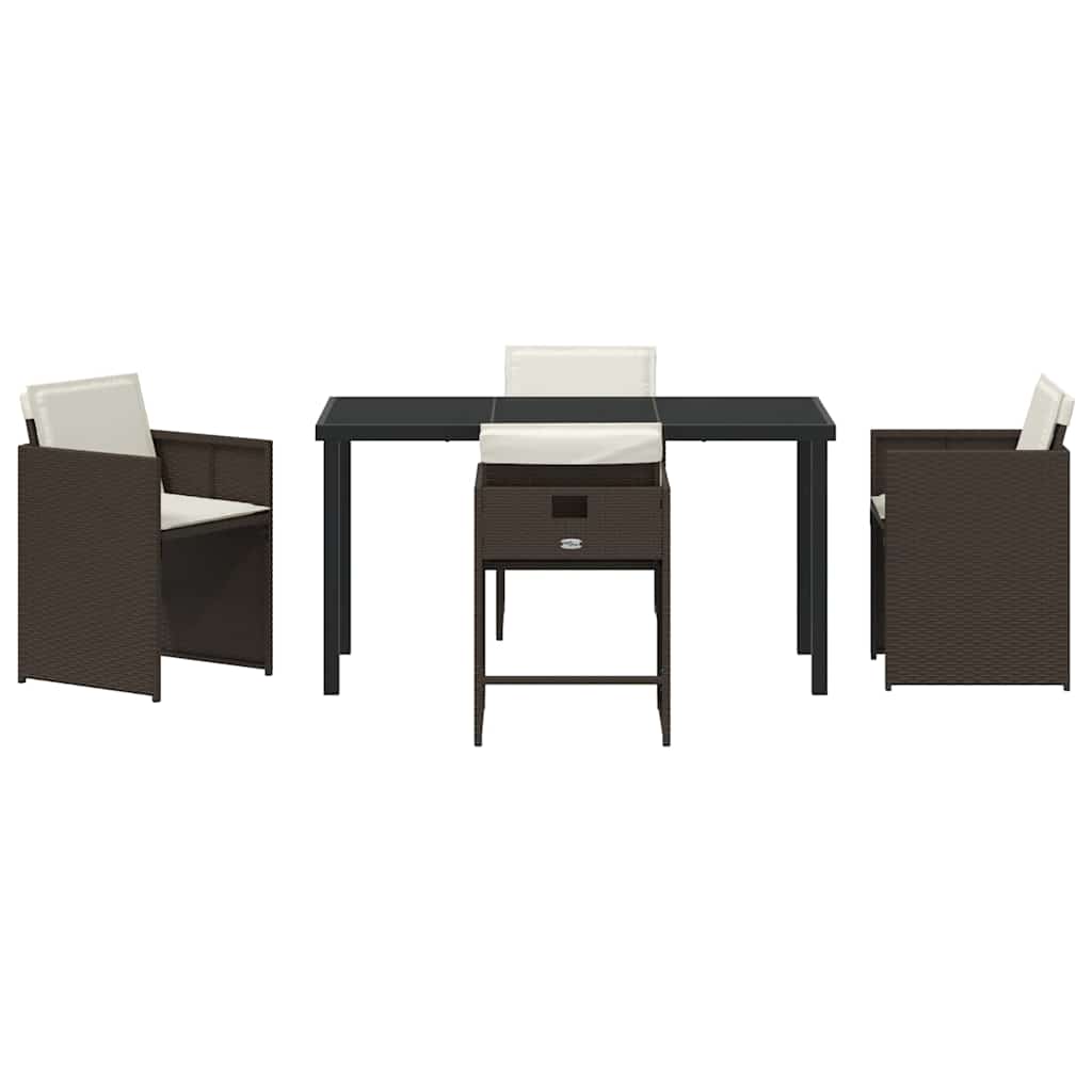 Garten Essgruppe 5 pcs Braun Poly-Rattan