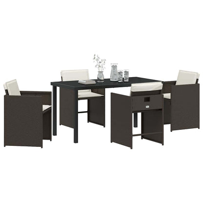 Garten Essgruppe 5 pcs Braun Poly-Rattan