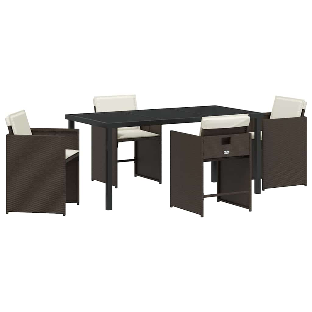 Garten Essgruppe 5 pcs Braun Poly-Rattan