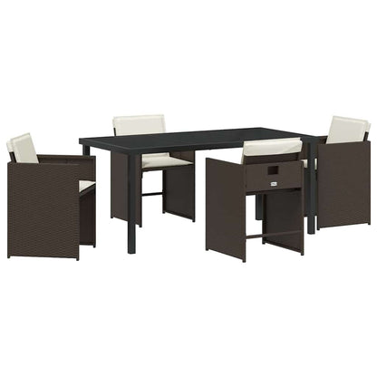 Garten Essgruppe 5 pcs Braun Poly-Rattan