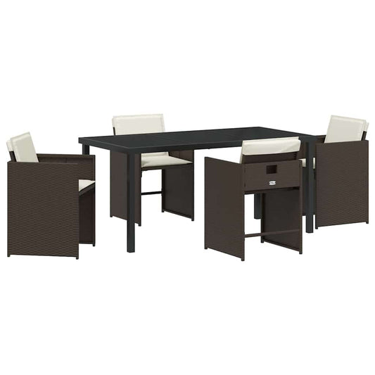 Garten Essgruppe 5 pcs Braun Poly-Rattan