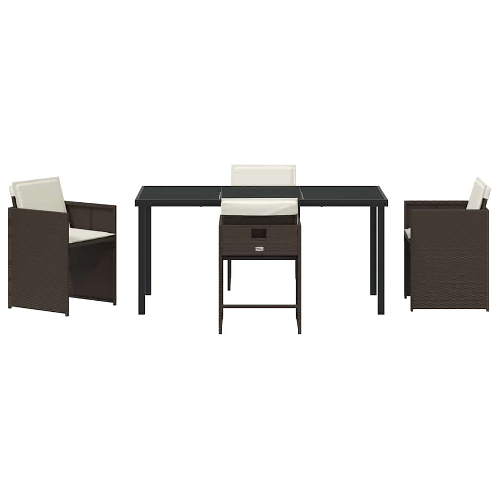 Garten Essgruppe 5 pcs Braun Poly-Rattan