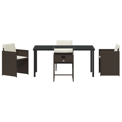Garten Essgruppe 5 pcs Braun Poly-Rattan