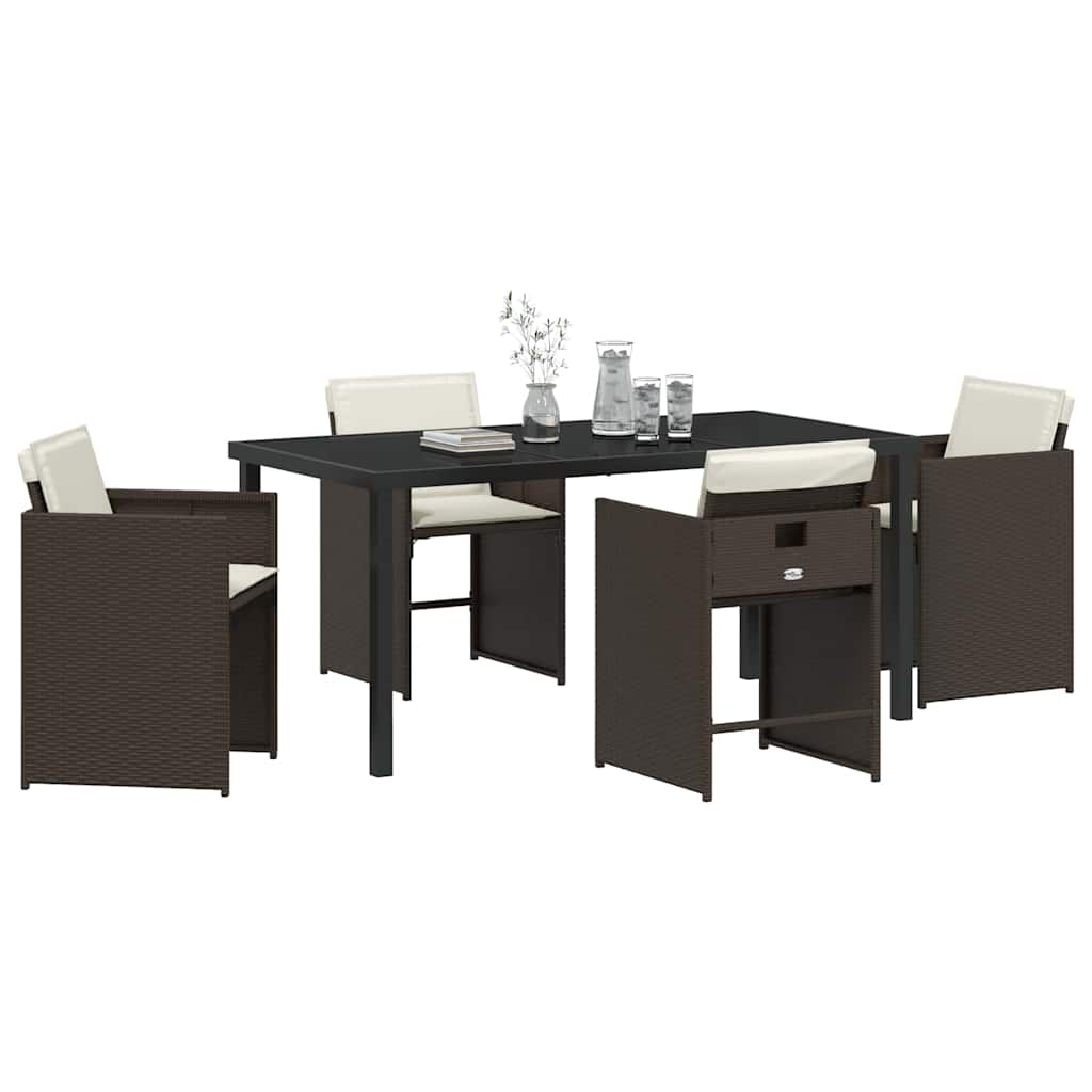 Garten Essgruppe 5 pcs Braun Poly-Rattan