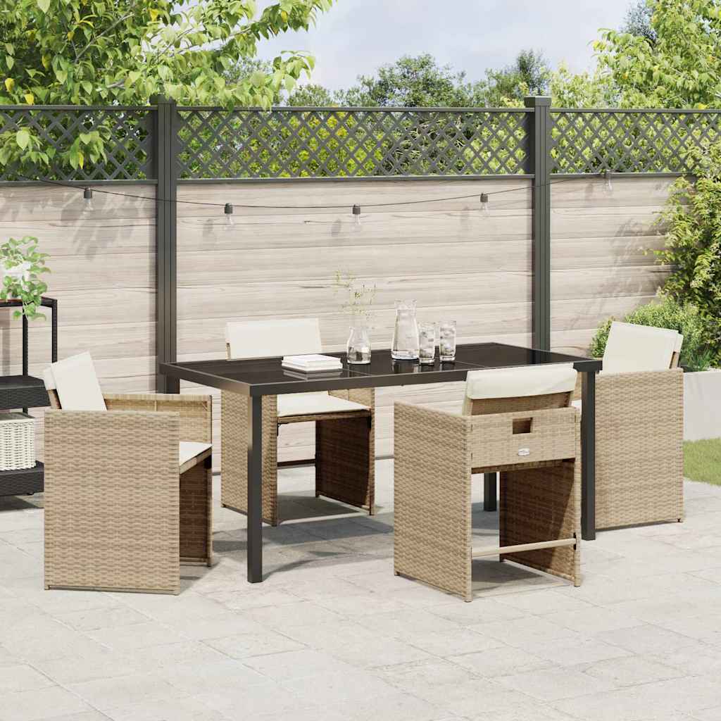 Garten Essgruppe 5 pcs Beige Poly-Rattan