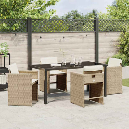 Garten Essgruppe 5 pcs Beige Poly-Rattan