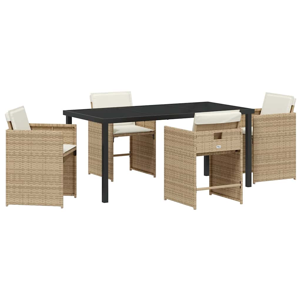 Garten Essgruppe 5 pcs Beige Poly-Rattan
