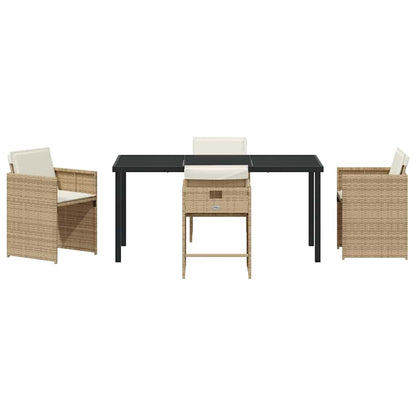 Garten Essgruppe 5 pcs Beige Poly-Rattan