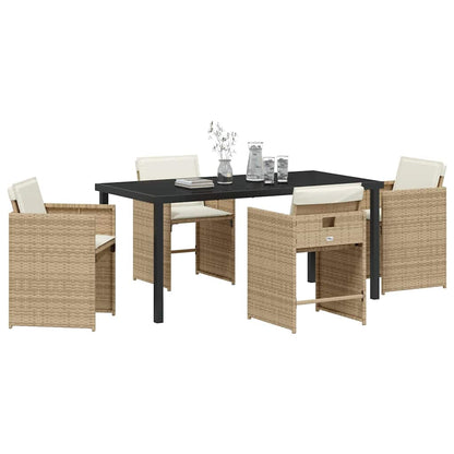 Garten Essgruppe 5 pcs Beige Poly-Rattan