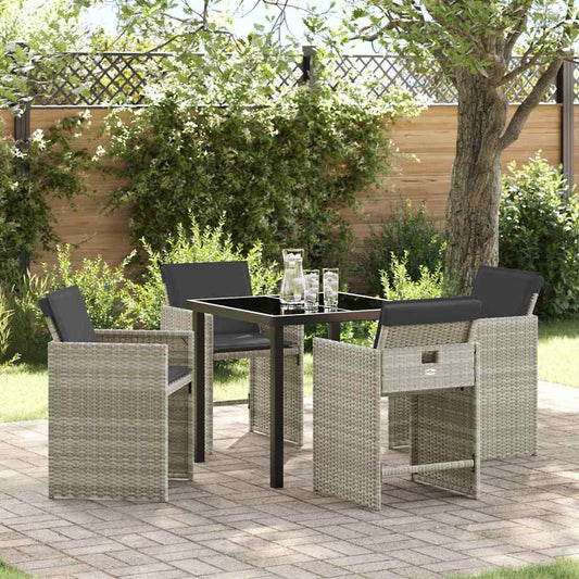 Garten Essgruppe 5 pcs Hellgrau Poly-Rattan