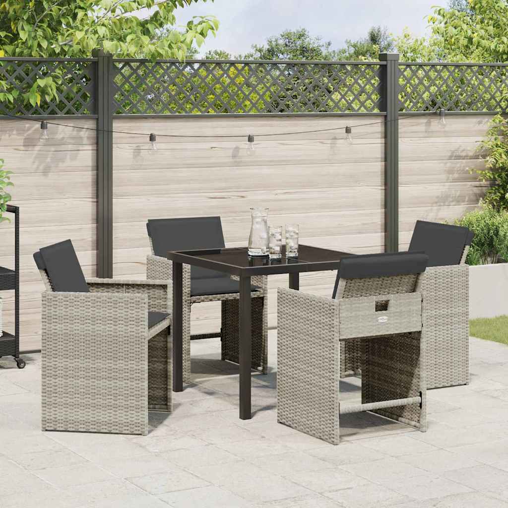 Garten Essgruppe 5 pcs Hellgrau Poly-Rattan