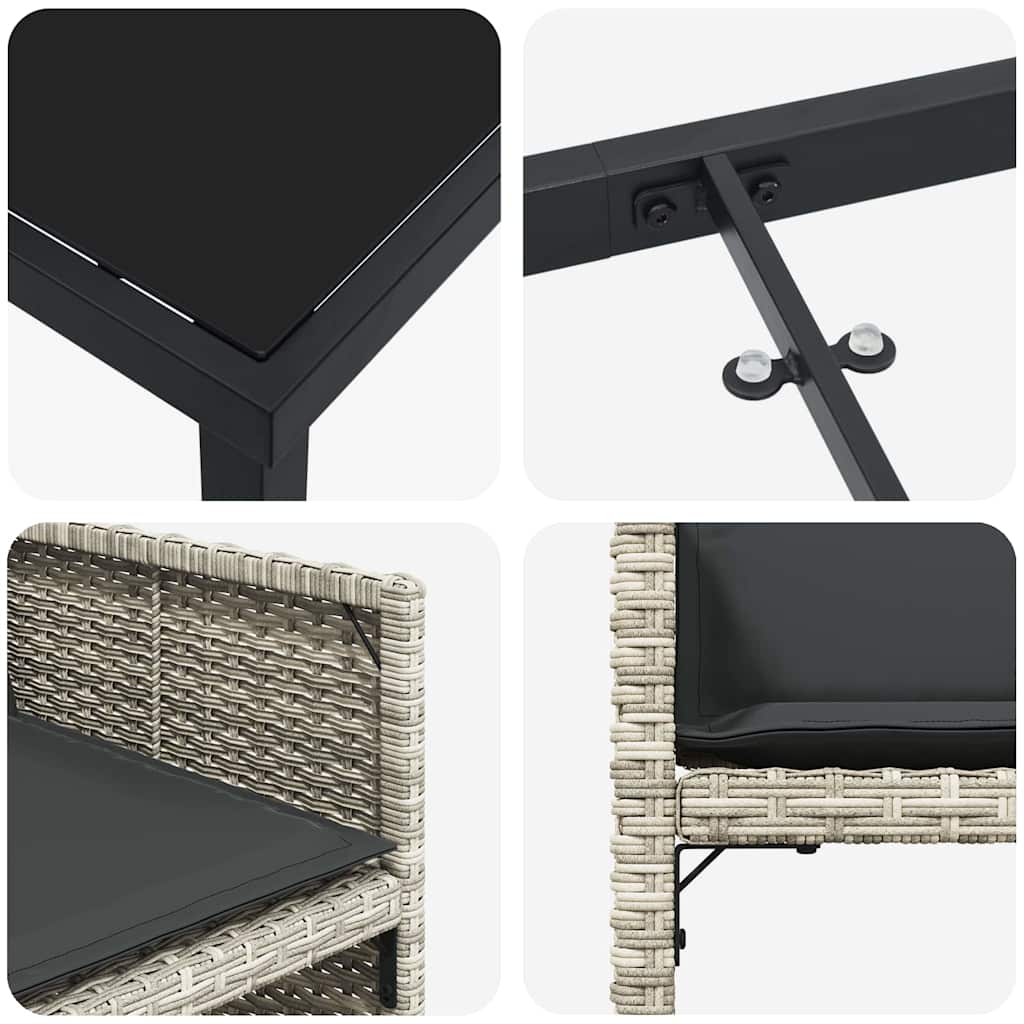 Garten Essgruppe 5 pcs Hellgrau Poly-Rattan