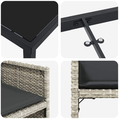 Garten Essgruppe 5 pcs Hellgrau Poly-Rattan