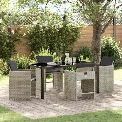 Garten Essgruppe 5 pcs Hellgrau Poly-Rattan