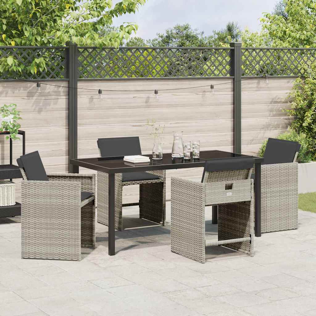 Garten Essgruppe 5 pcs Hellgrau Poly-Rattan