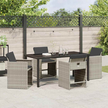 Garten Essgruppe 5 pcs Hellgrau Poly-Rattan