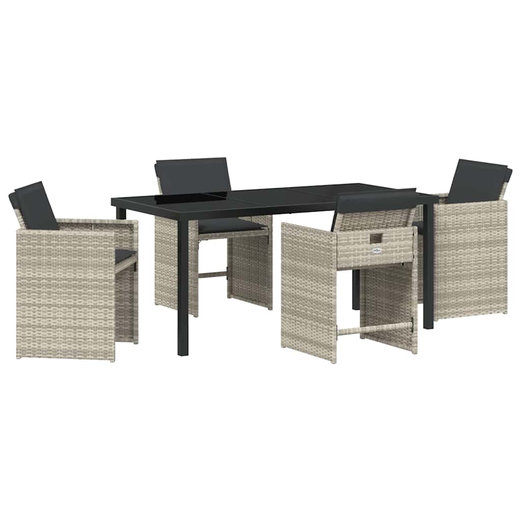 Garten Essgruppe 5 pcs Hellgrau Poly-Rattan