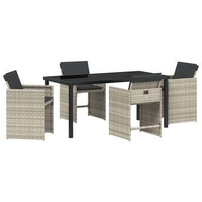 Garten Essgruppe 5 pcs Hellgrau Poly-Rattan