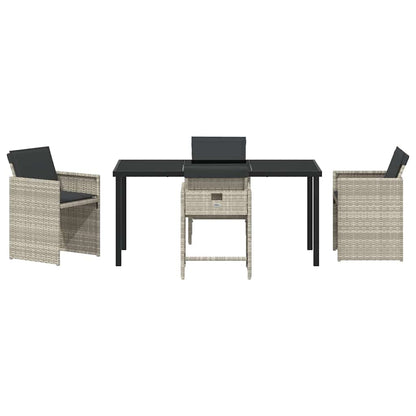 Garten Essgruppe 5 pcs Hellgrau Poly-Rattan