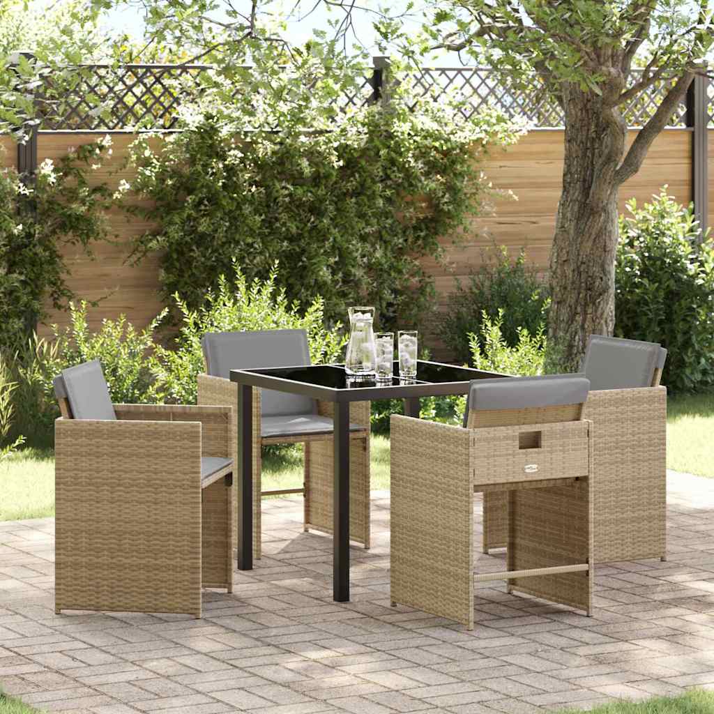 Garten Essgruppe 5 pcs Beige Poly-Rattan