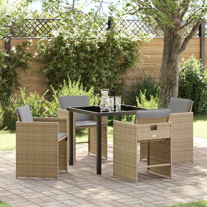 Garten Essgruppe 5 pcs Beige Poly-Rattan