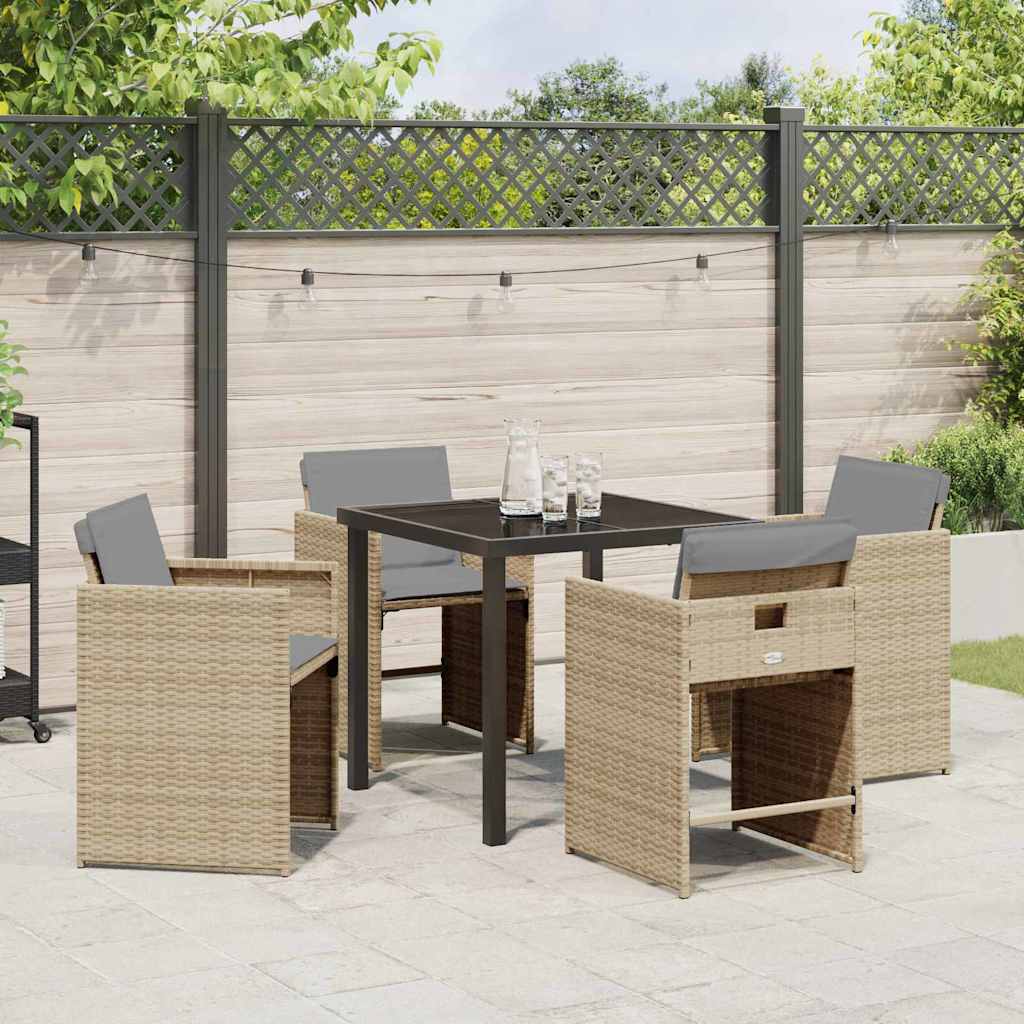 Garten Essgruppe 5 pcs Beige Poly-Rattan
