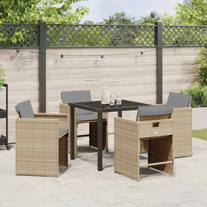 Garten Essgruppe 5 pcs Beige Poly-Rattan