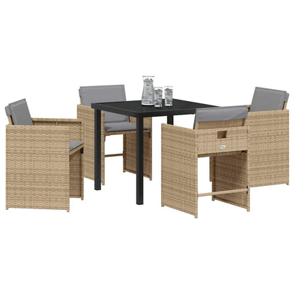Garten Essgruppe 5 pcs Beige Poly-Rattan