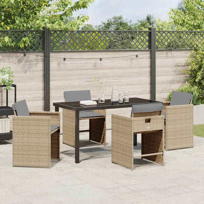 Garten Essgruppe 5 pcs Beige Poly-Rattan
