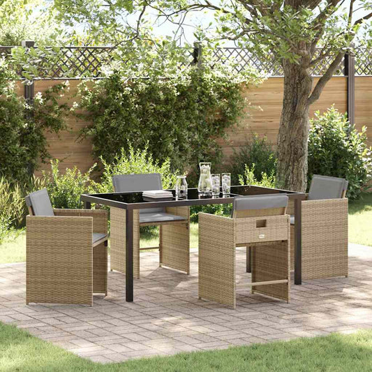 Garten Essgruppe 5 pcs Beige Poly-Rattan
